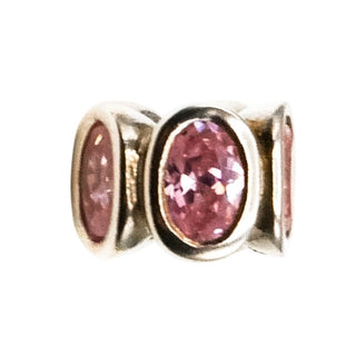 Pandora Pink Oval Lights Charm Sterling Silver Pink Zirconia Bead Retired