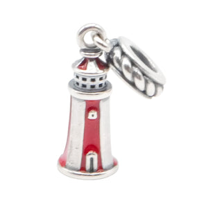 Pandora Lighthouse Dangle Charm Sterling Silver Red Enamel Nautical Bead – Retired