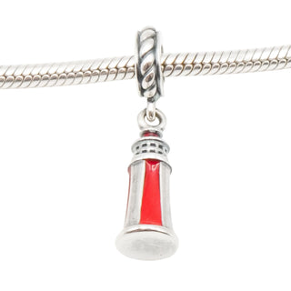 Pandora Lighthouse Dangle Charm Sterling Silver Red Enamel Nautical Bead – Retired