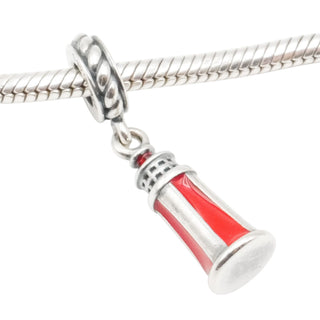 Pandora Lighthouse Dangle Charm Sterling Silver Red Enamel Nautical Bead – Retired