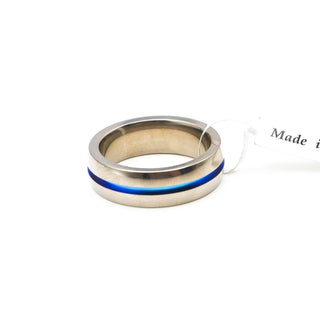 Edward Mirell Women's Titanium Wedding Band Ring With Blue Accents Size 7.5