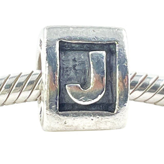 Pandora Letter J Charm Sterling Silver Alphabet Bead 925 ALE Retired