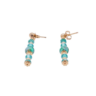 14K Gold Filled Green Crystal Bead 1.5 Inch Dangle Post Earrings