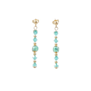 14K Gold Filled Green Crystal Bead 1.5 Inch Dangle Post Earrings