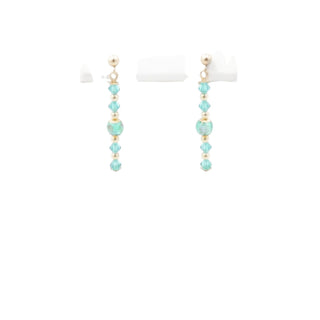 14K Gold Filled Green Crystal Bead 1.5 Inch Dangle Post Earrings