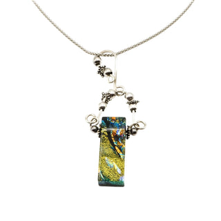 Handmade Art Glass Sterling Silver Pendant Necklace And Matching Earrings Set