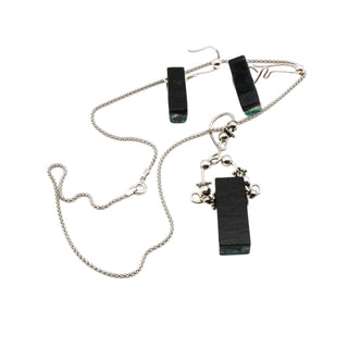 Handmade Art Glass Sterling Silver Pendant Necklace And Matching Earrings Set