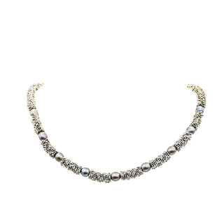 Michael Dawkins Black Pearl Sterling Silver Necklace Adjustable 15 1/2 To 18 Inches