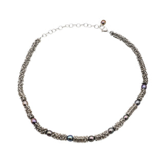 Michael Dawkins Black Pearl Sterling Silver Necklace Adjustable 15 1/2 To 18 Inches