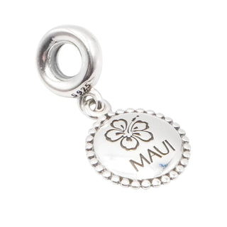 Pandora Exclusive Maui Hibiscus Flower Sterling Silver Travel Dangle Charm
