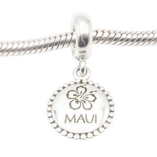 Pandora Exclusive Maui Hibiscus Flower Sterling Silver Travel Dangle Charm