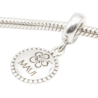 Pandora Exclusive Maui Hibiscus Flower Sterling Silver Travel Dangle Charm