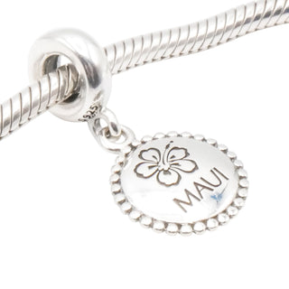 Pandora Exclusive Maui Hibiscus Flower Sterling Silver Travel Dangle Charm