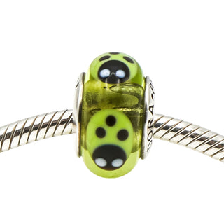 Pandora Rare Retired Green Ladybug Murano Glass Sterling Silver Charm