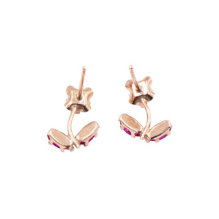 Ruby 14K Yellow Gold Floral CZ 0.34 Inch Stud Earrings