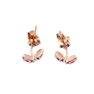Ruby 14K Yellow Gold Floral CZ 0.34 Inch Stud Earrings
