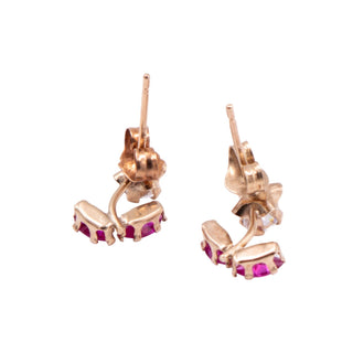 Ruby 14K Yellow Gold Floral CZ 0.34 Inch Stud Earrings