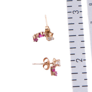 Ruby 14K Yellow Gold Floral CZ 0.34 Inch Stud Earrings