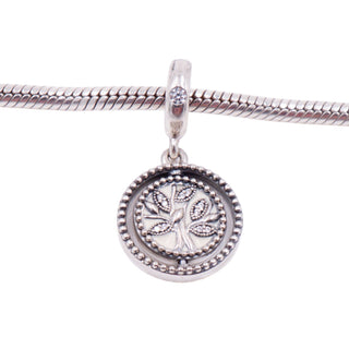 Pandora Retired Spinning Tree of Life Sterling Silver CZ Enamel Family Dangle
