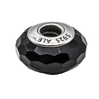 Pandora Black Fascinating Faceted Murano Glass Sterling Silver Charm