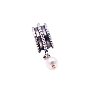Pandora Rare Retired Beveled Pearl Sterling Silver Freshwater Pearl Dangle Charm