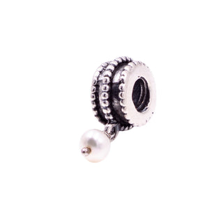 Pandora Rare Retired Beveled Pearl Sterling Silver Freshwater Pearl Dangle Charm