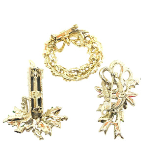 Lot of 3 Vintage Gerry's Silver Tone Christmas Brooches