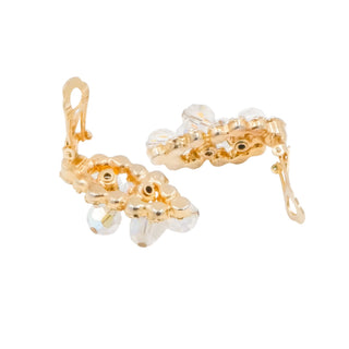 Vintage Juliana D&E AB Crystal Cha Cha Rhinestone Clip On Earrings Gold Plate