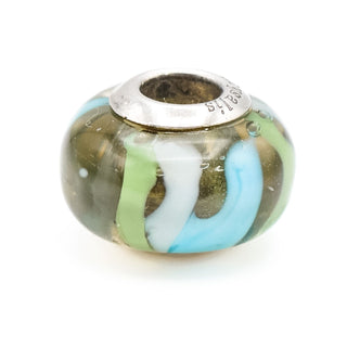 Chrysalis Blue Green White Murano Glass Charm With Sterling Silver Core