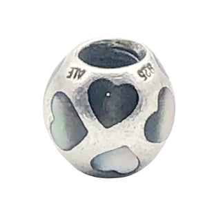 PANDORA Love Me Sterling Silver Charm With Black Mother Of Pearl