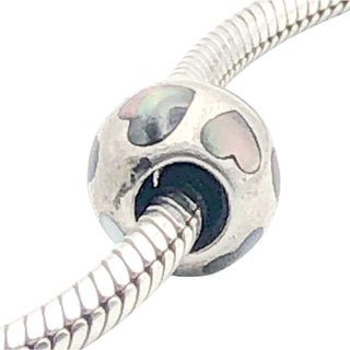 PANDORA Love Me Sterling Silver Charm With Black Mother Of Pearl
