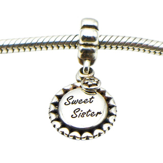 Pandora Sweet Sister Dangle Charm CZ Sterling Silver Retired
