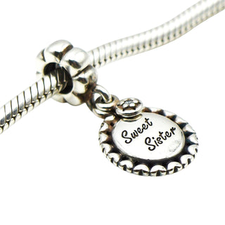 Pandora Sweet Sister Dangle Charm CZ Sterling Silver Retired