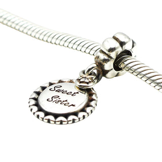 Pandora Sweet Sister Dangle Charm CZ Sterling Silver Retired