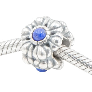 Pandora September Birthday Bloom Lapis Charm Sterling Silver Retired