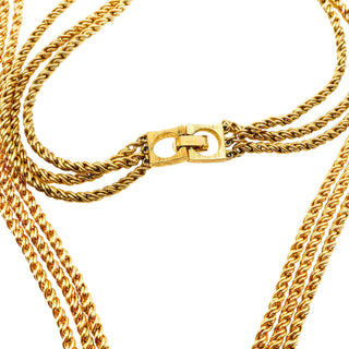 Vintage Crown Trifari Gold Plated Three-Strand Rope Chain Necklace 32 Inches