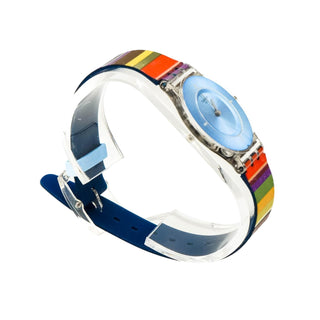 RARE 2015 Swatch Skin Pretty Ladder SFE107 Rainbow Stripe Watch