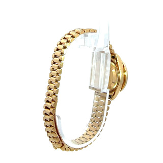 Rolex Ladies 18K Yellow Gold President Datejust Watch With Diamond Bezel & Mother Of Pearl Dial