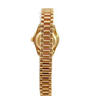 Rolex Ladies 18K Yellow Gold President Datejust Watch With Diamond Bezel & Mother Of Pearl Dial