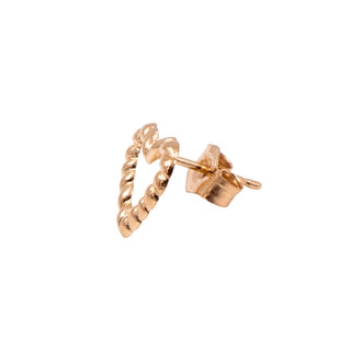 14K Yellow Gold Open Heart Single Stud Earring Love Gift