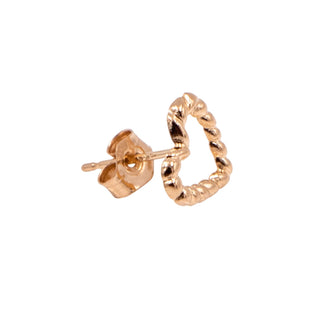 14K Yellow Gold Open Heart Single Stud Earring Love Gift