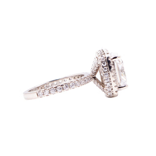 Sterling Silver 10mm Cushion Cut CZ Halo Pave Engagement Ring Size 5
