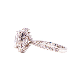 Sterling Silver 10mm Cushion Cut CZ Halo Pave Engagement Ring Size 5