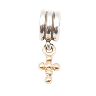 Pandora 14K Yellow Gold Cross Sterling Silver Dangle Charm - Retired