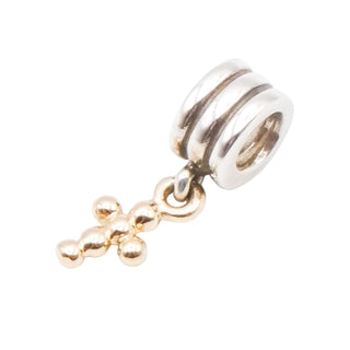 Pandora 14K Yellow Gold Cross Sterling Silver Dangle Charm - Retired