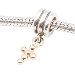 Pandora 14K Yellow Gold Cross Sterling Silver Dangle Charm - Retired