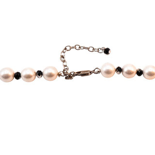 Vintage 18 to 20-Inch Simulated White Pearl Necklace With AB Crystals