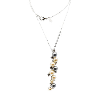Vintage Nolan Miller Faux Pearl And Crystal Y Necklace 18 Inches