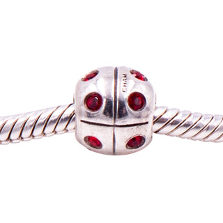 Chamilia Ladybug Sterling Silver Red Swarovski Crystal Charm Bead