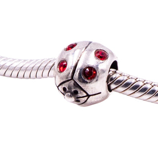 Chamilia Ladybug Sterling Silver Red Swarovski Crystal Charm Bead